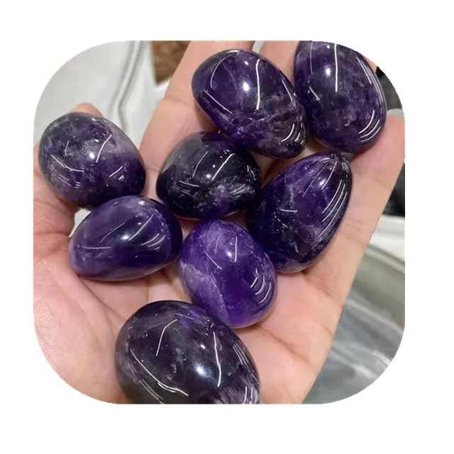 Bulk wholesale high quality 20-30mm healing crystals gemstone natural purple amethyst tumbled stones for buyer