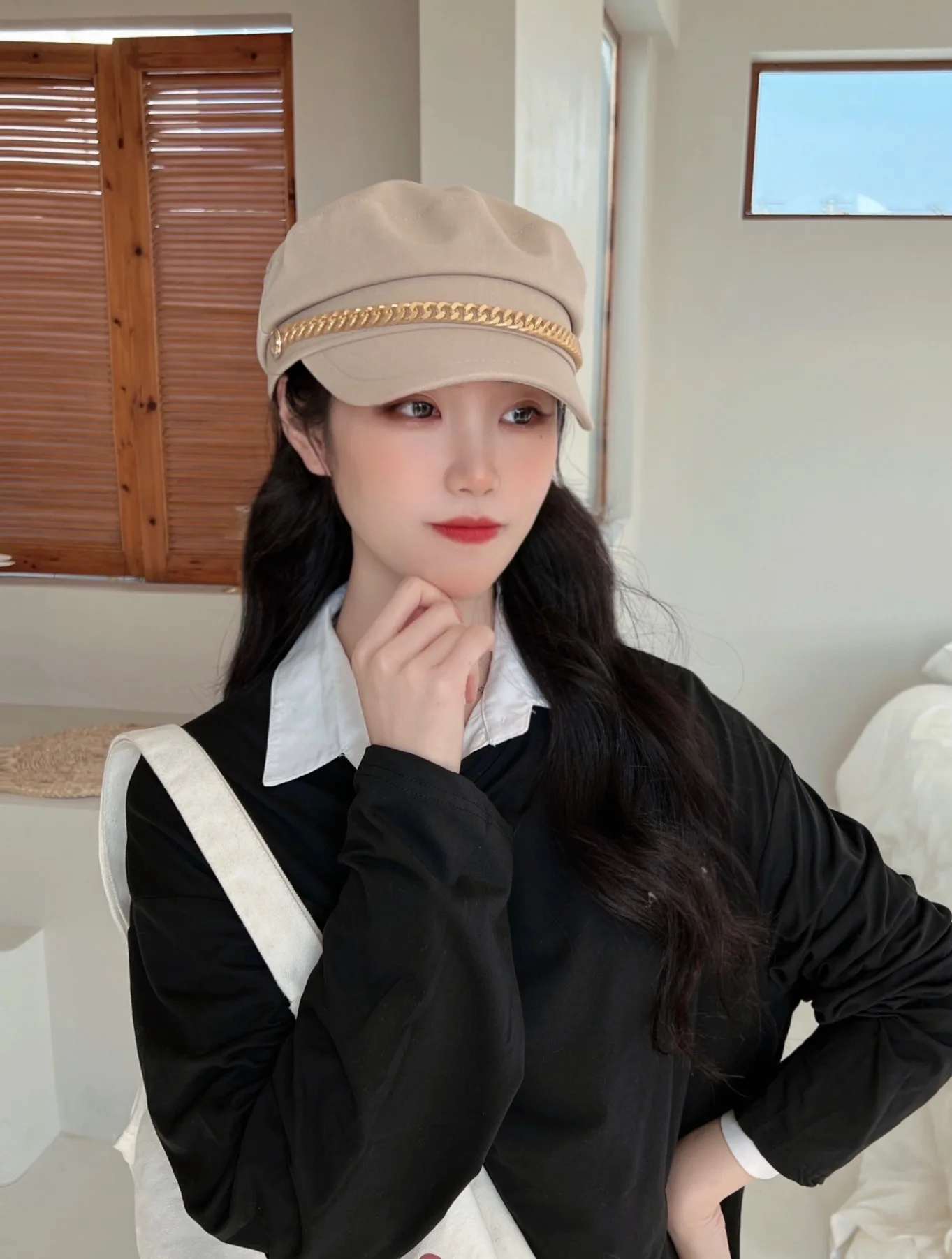 Flat Beret For Girls Korean Cool Short-brimmed Hat British Retro Lady Hat