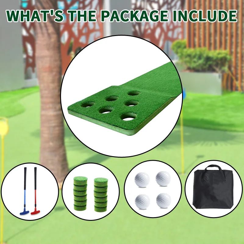 Wholesale Golf Training Mat Indoor Game Golf Putting Green Mat EVA Base Folding Golf Putting Mat with 2 Putters and 4 Balls