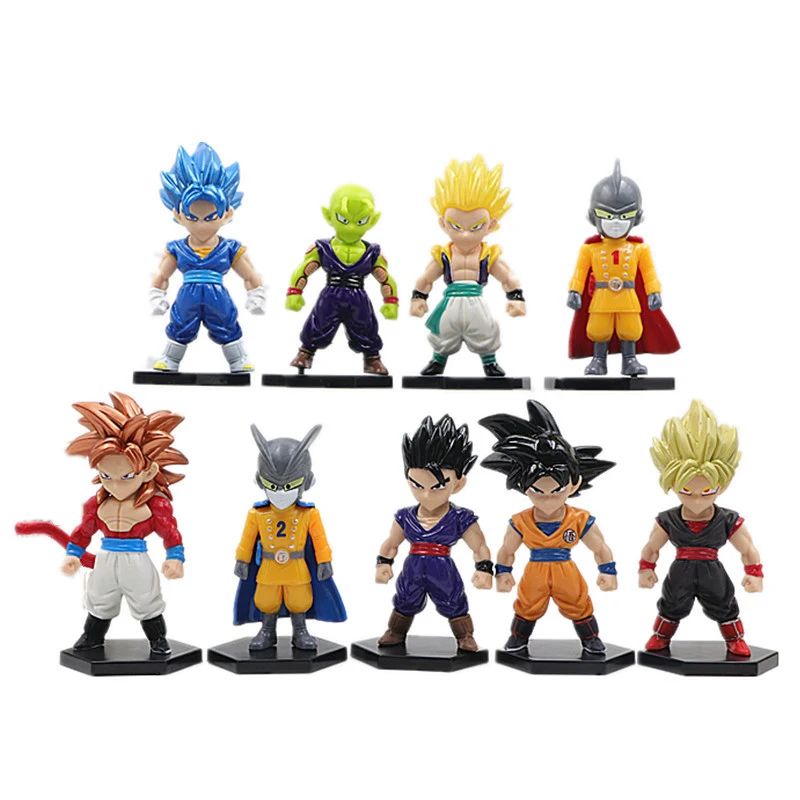 JM 9PCS/Set Popular Japanese Movie Dragon-ballss Action Figure Toys Gama 1 2 Goku PVC Mini Anime PVC Figure 7-9CM