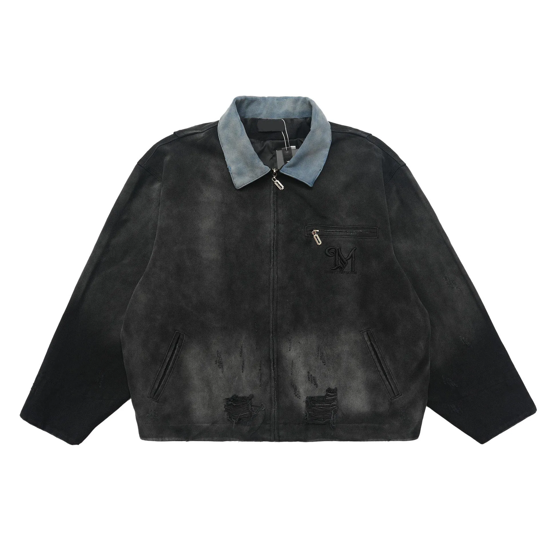 Custom Heavyweight Windproof Canvas Varsity Jacket High Quality Winter Cargo Jacket with Wash Fade for Casual Wear