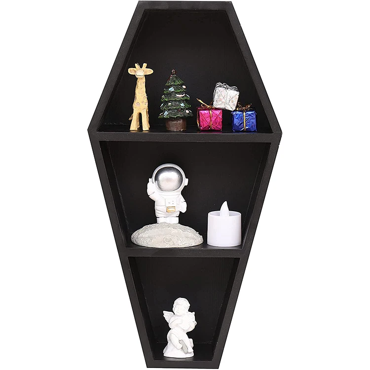 Лидер продаж, деревенский черный гроб, жуткий Готический настенный или настольный декор, домашняя плавающая деревянная полка