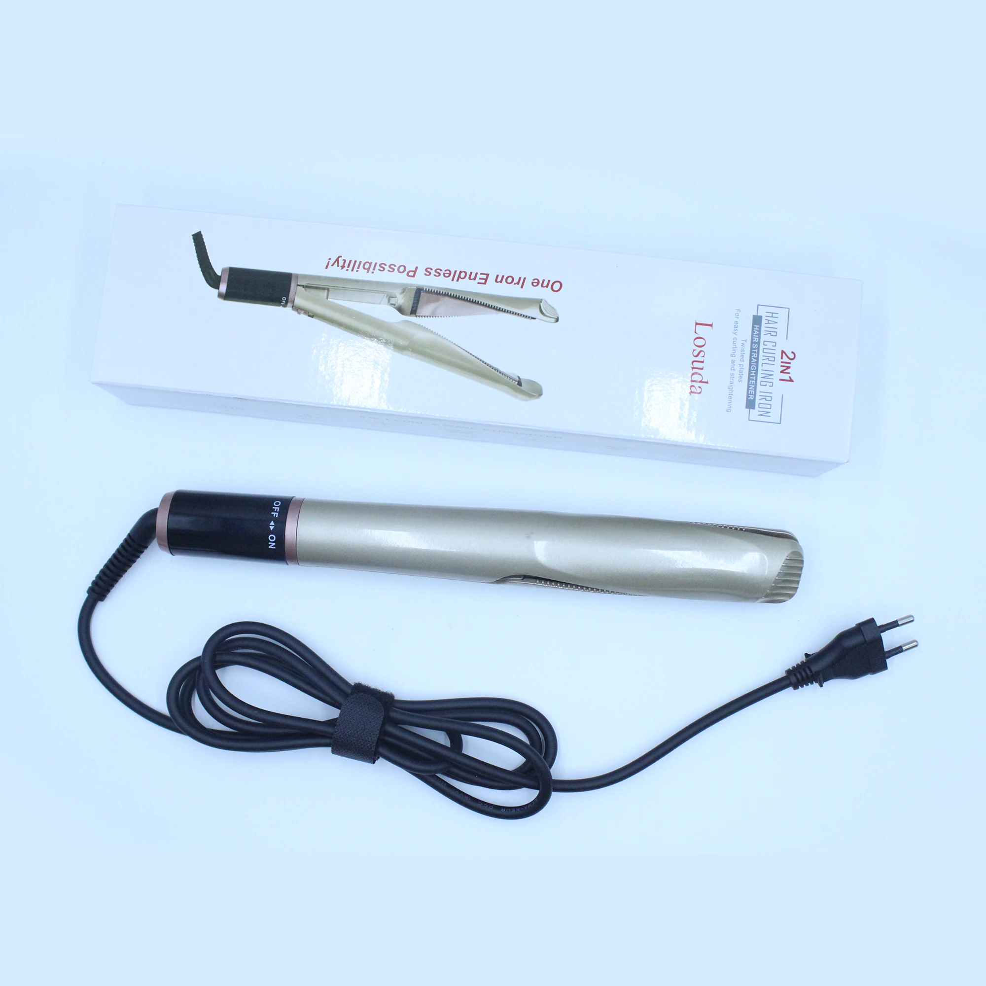 LCD Display 450 Degree PTC Private Label Professional fabricantes de planchas para el cabello 2 in 1 Straightener Curler