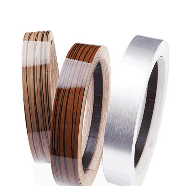 Good abrasion resistance glossy 22*0.45mm pvc laminate edging tape for office furniture edge band