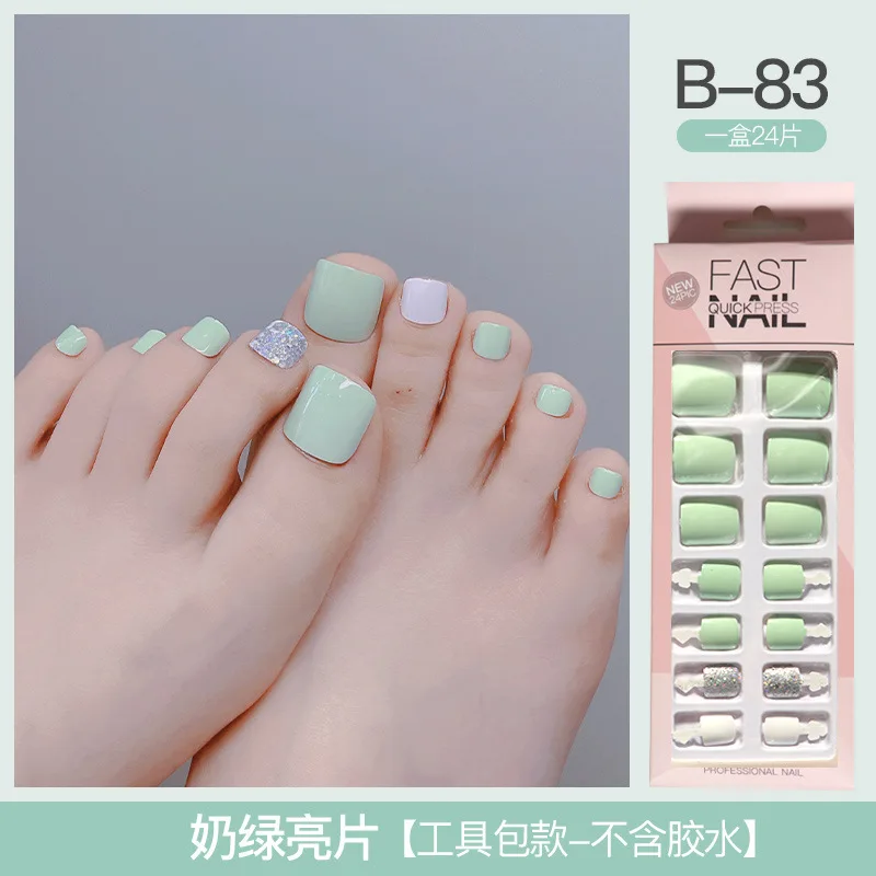 Wholesale Full Cover 24 Pcs Artificial False Toe Nails Non Toxic Press On Toenails Leopard Geometry Artificial Fake Toenails