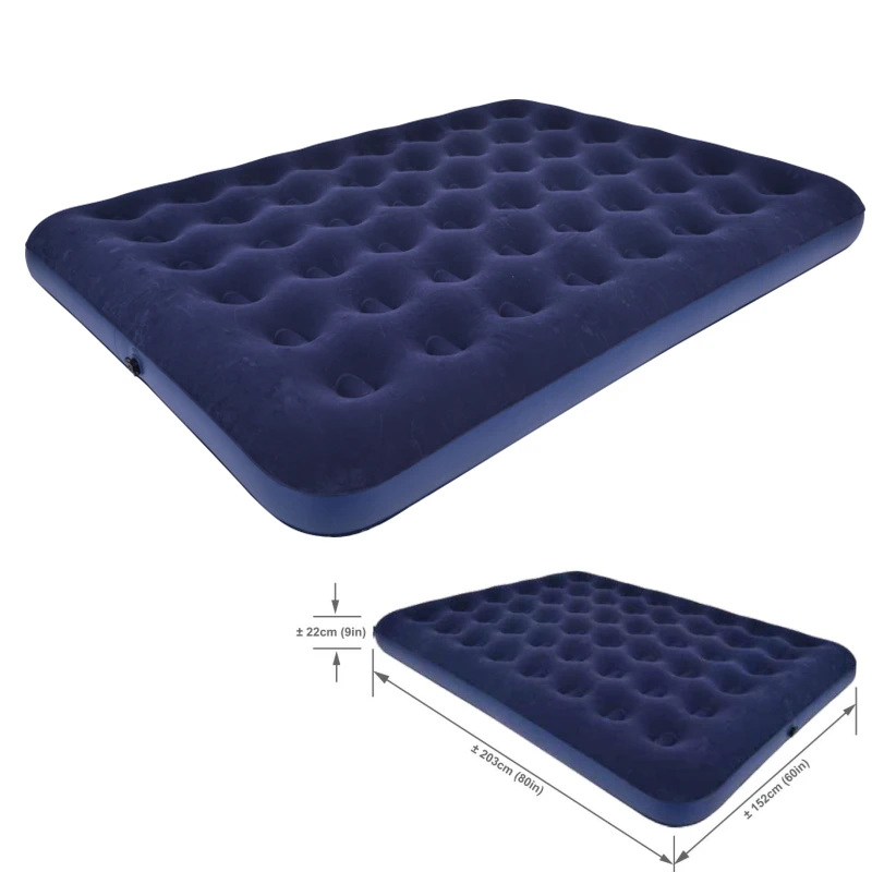 Custom Flocked PVC Size 203*152*22cm Indoor Outdoor Inflatable Air Bed Mattress For Camping