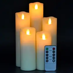 Christmas Battery Operated Real Wax Flameless Led Candles With Remote Control