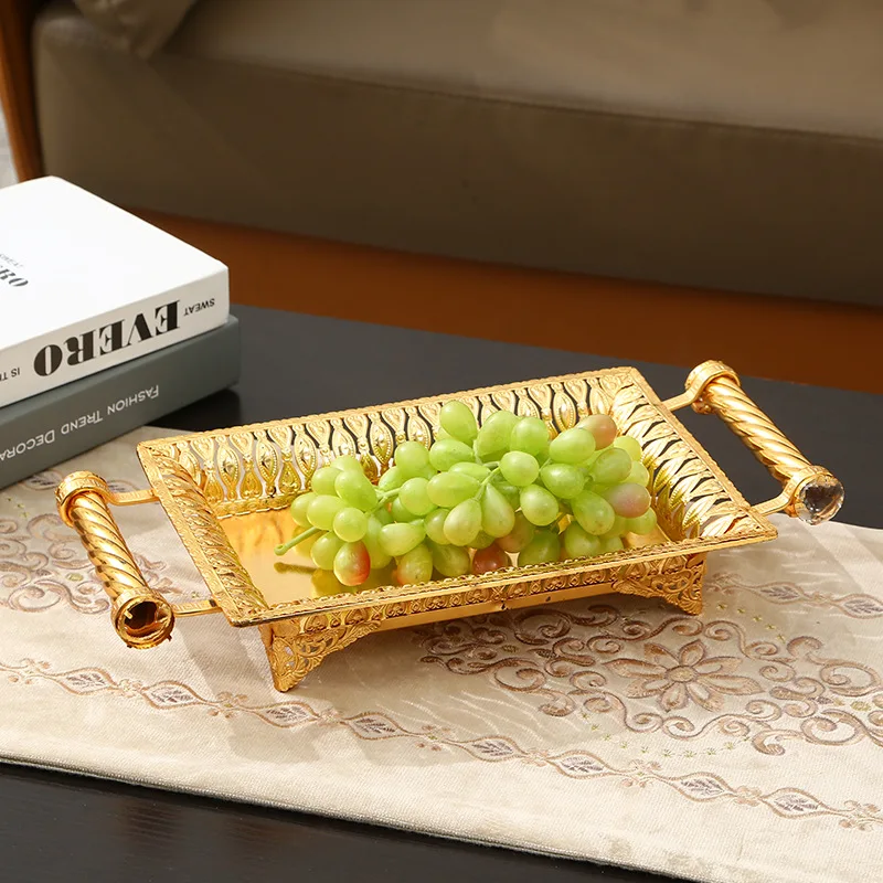 YIWU MARKET  Decor Gold Mirror Tray Decorative Glass Table Top Perfume Vanity Metal Jewelry Makeup Mirror Tray Organizer