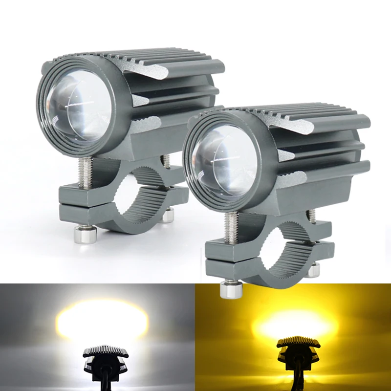 Dual Color Motorcycle Led Headlamp Headlight Hi Lo Beam Mini Driving Light Spot Auxiliary Motorcycle Led Light