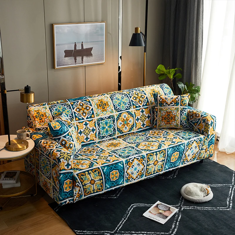 
Free sample ethnic style Stretch polyester Sofa Cover Protective Elastic Seat Sofa Cover dust proof sofa cover 