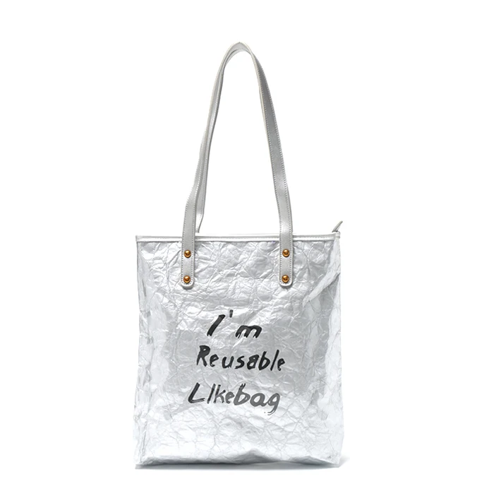 
Original Luxury Washable Kraft Paper&PVC Tote Bag Handbag With Leather Straps large handbags for women 2020 