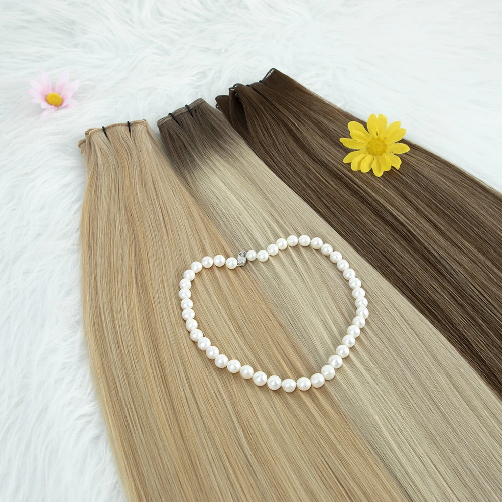 LeShine 2023 Invisible 100% Human Hair Extension Natural Straight Genius Weft Thick Ends Flat Genius Weft