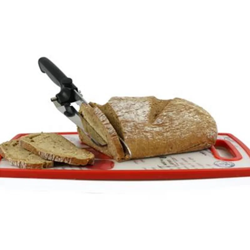 Cutting Knife with Adjustable Slicer Guide, Serrated Kitchen Knives, Serrated Bread Knife with PP Handle