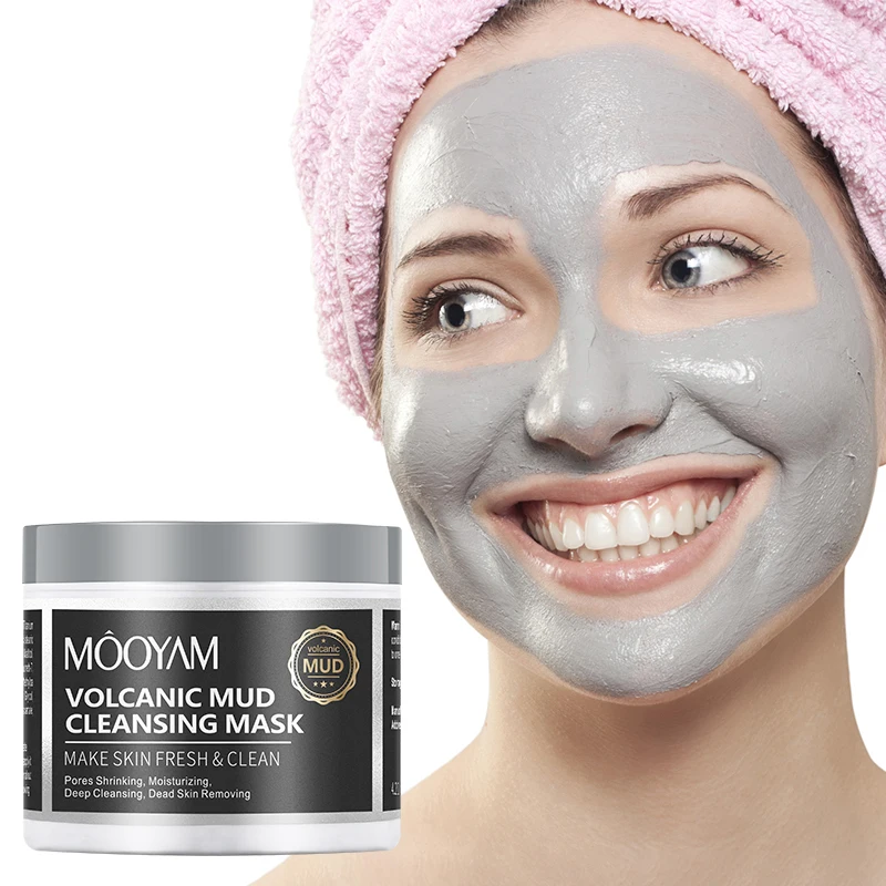 Facial Volcanic Mud Mask Pores Shrinking Moisturizing Deep Cleansing Dead Skin Removing 150ml MOOYAM Volcanic Mud Cleansing Mask