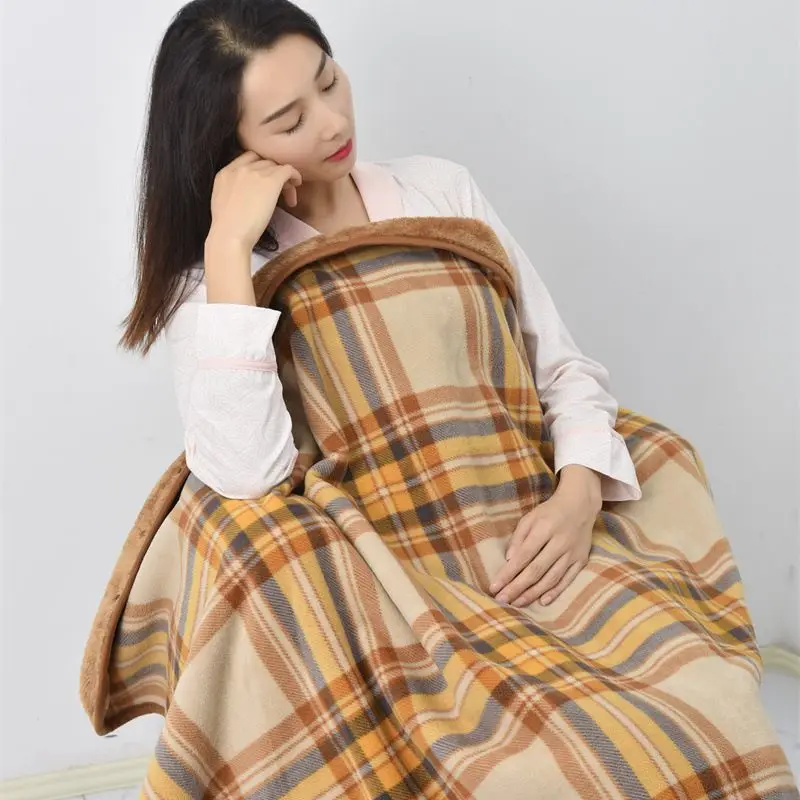 High Quality Flannel Blanket Button-down Office Shawl Blanket off-the-shelf Hair blanket Plaid Shawl Thickened Cloak
