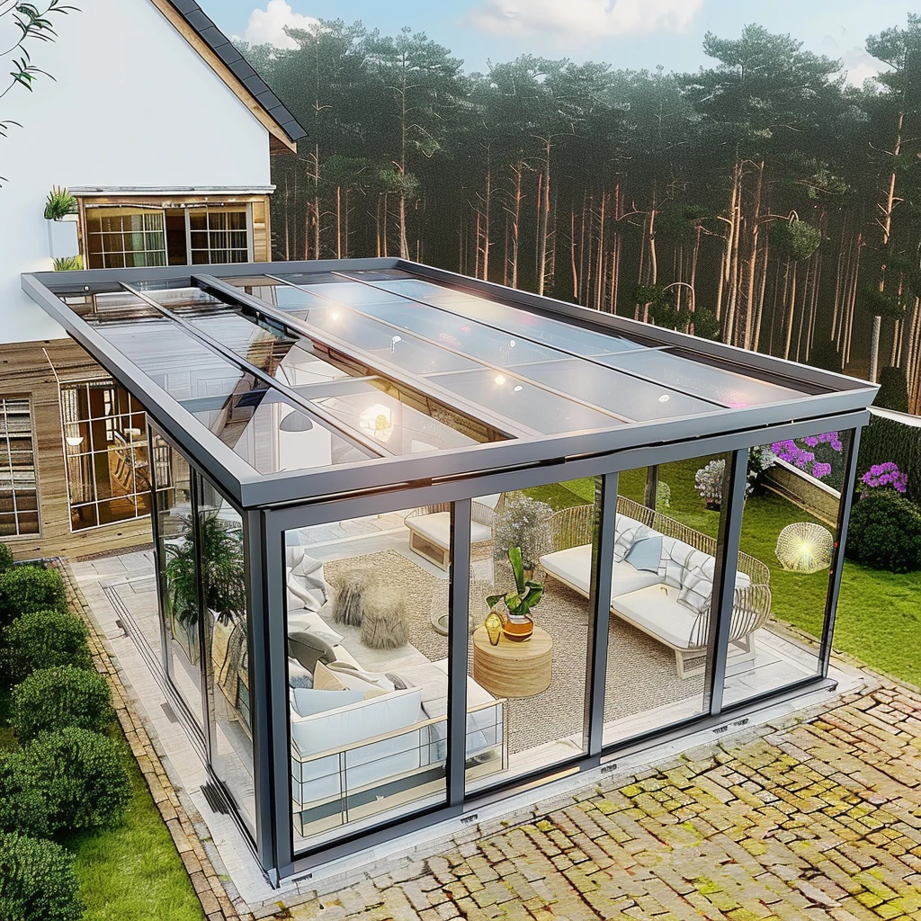 Customized Thermal-break Soundproof Residential Sun Room Outdoor Aluminum And Glass Sunroom For Solarium With sliding door