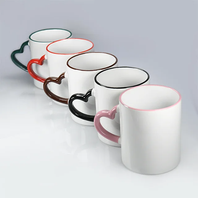 Thermal Transfer Printing Sample Sublimation Ceramic Love Heart Tea Cup for Drink l