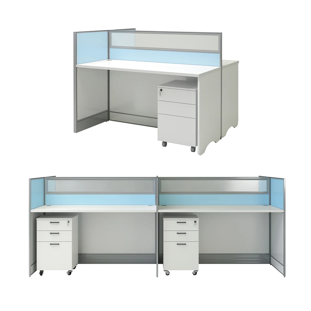 L Shape 4 Person Office Workstation Desks 4 People Partition Table Cubicle Work Station Furniture for Office