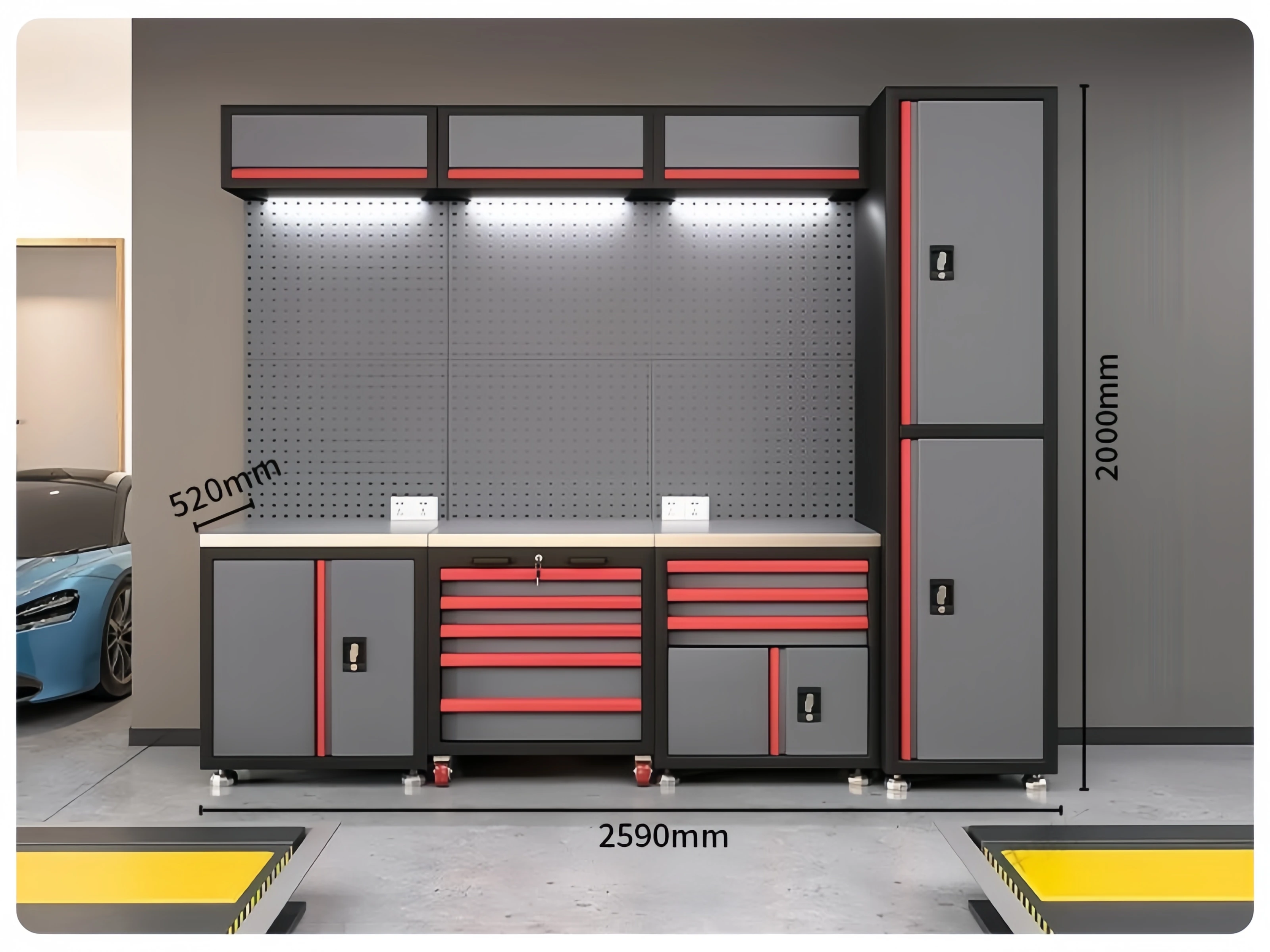 Customizable Heavy-Duty Metal/Steel Workshop Storage Cabinets Combination Tool Cart/Organizer OEM/ODM Supported Garages