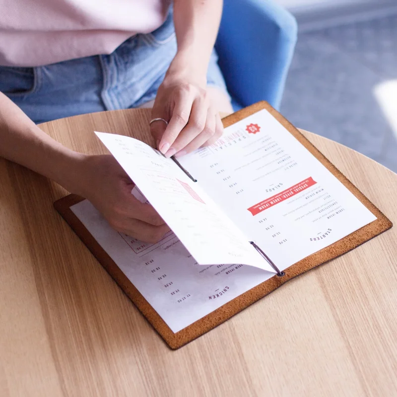 Restaurant Genuine Leather Menu Covers Durable Wine List Cover Vintage Drink Menu Folder Holder Sleeve for Bar Hotel