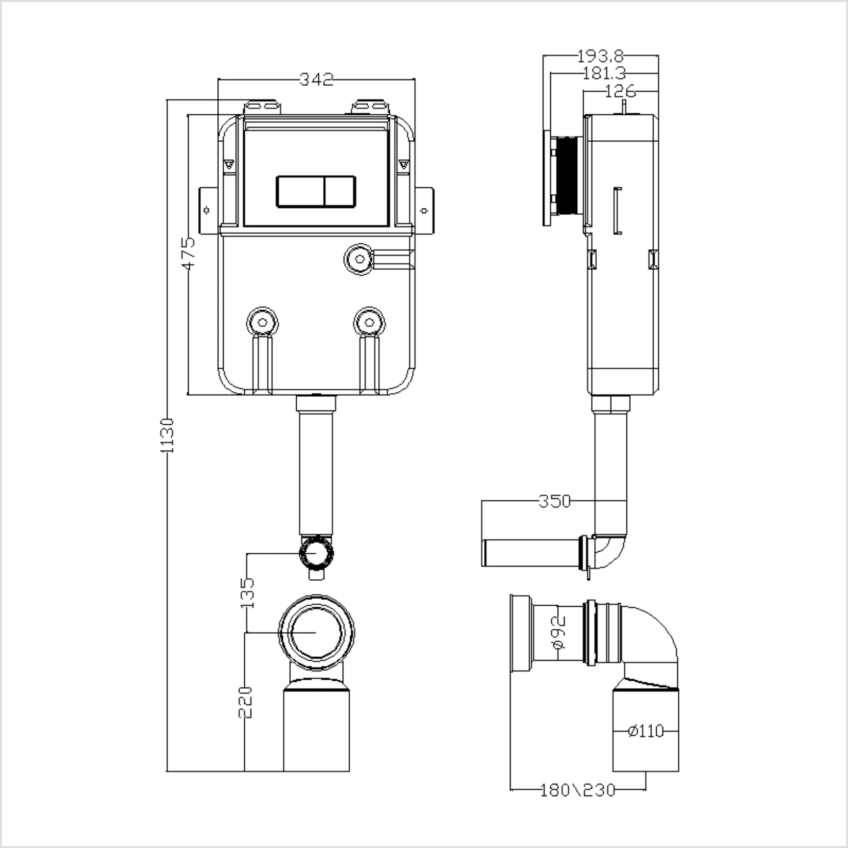 Bathroom Sensor Automatic Pneumatic Mounted Hidden Concealed Toilet Cistern For Squat Pan