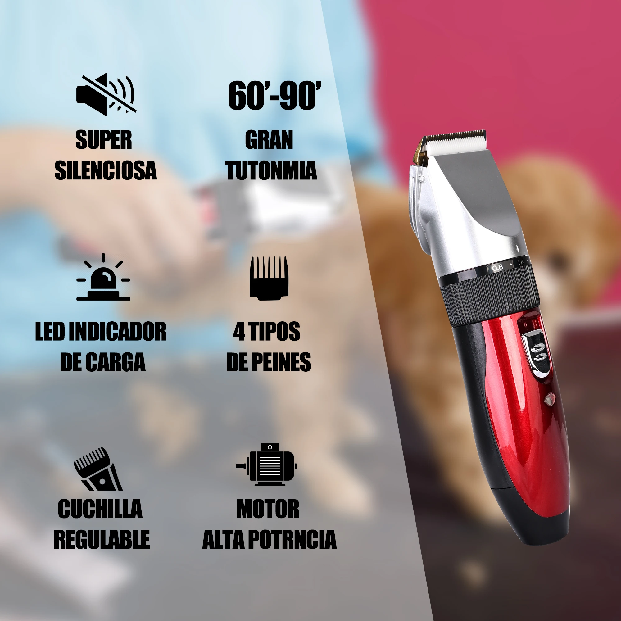 Professional Dog Hair Clipper Pet Trimmer Lithium Battery