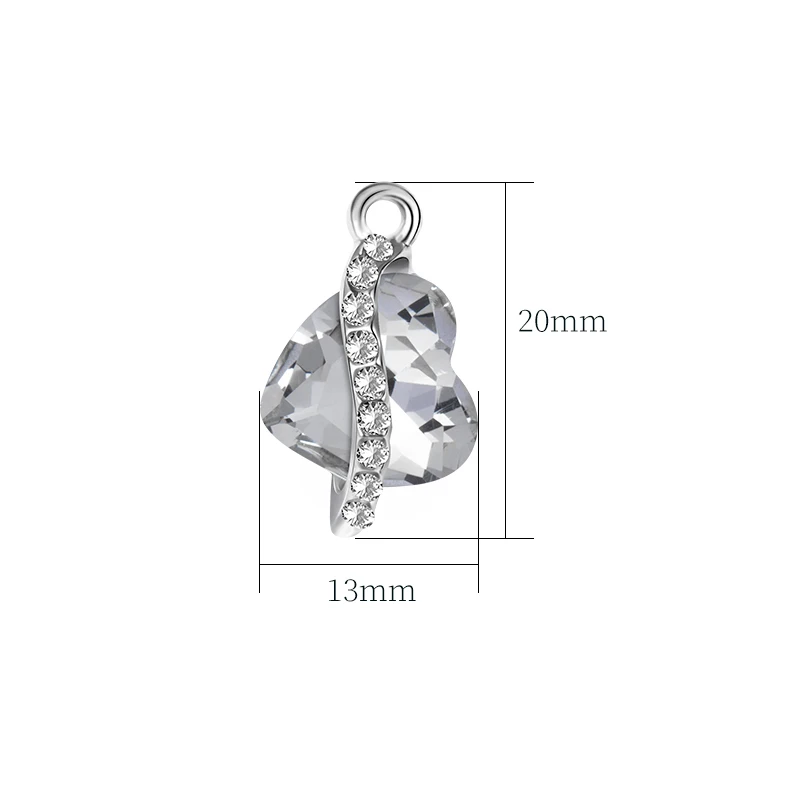 Xichuan Fancy shaped heart stone alloy pendant wholesale loose crystal stones glass jewelry crafts DIY pendants necklace earring