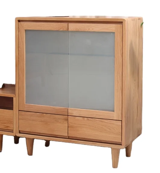 Новый дизайн 2021, буфет из натурального массива дерева в скандинавском стиле с ящиками, мебель для гостиной