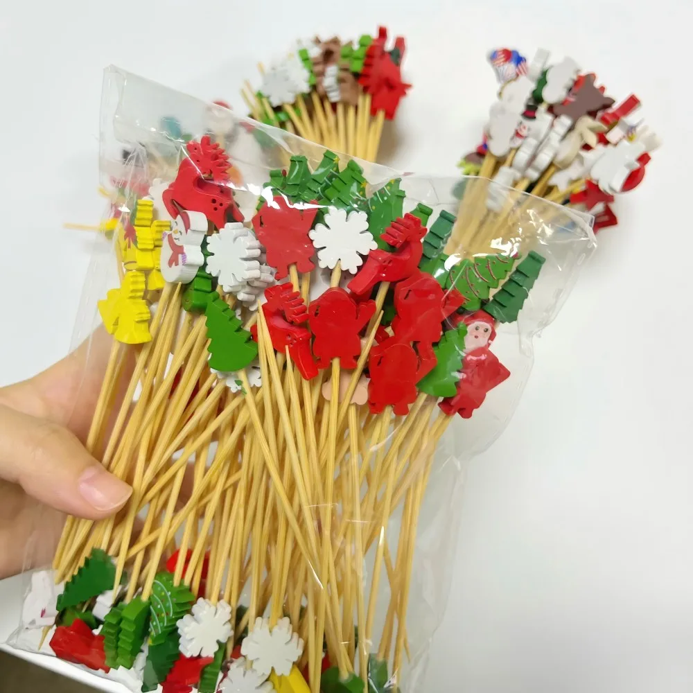 100 шт. бамбуковые колокольчики со снежинками