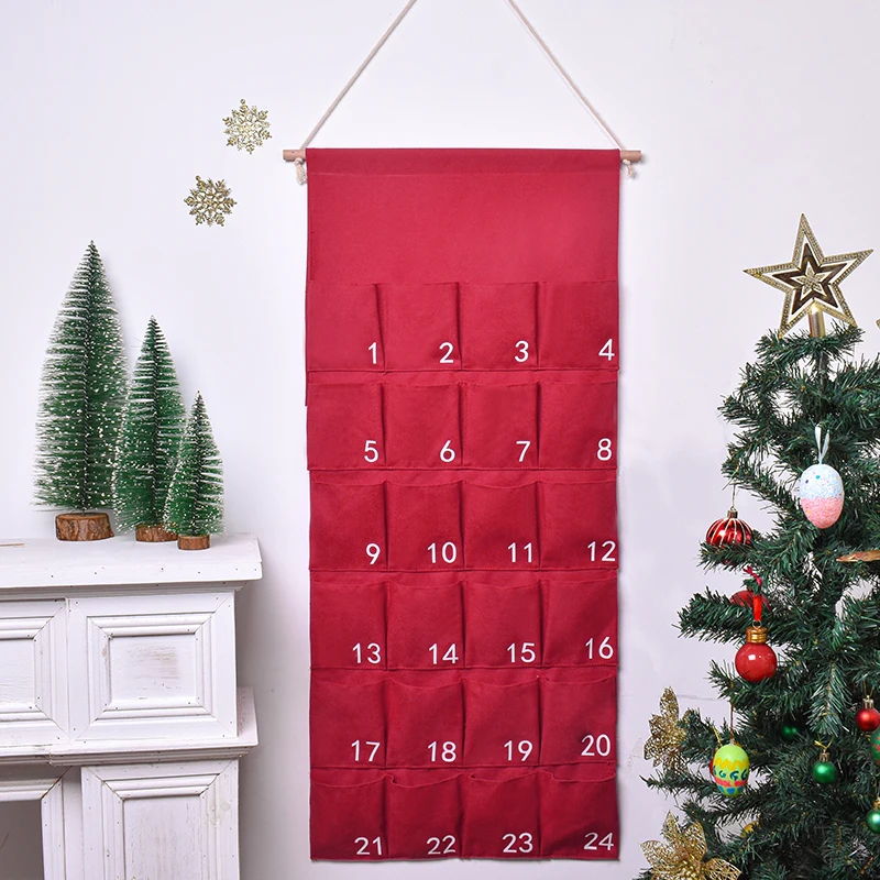 Wholesale Canvas Christmas Advent Calendar 24 Bags DIY Xmas Countdown Decorations Hanging Advent Calendar Decoration