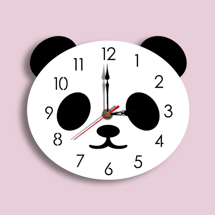 PMMA Acrylic Hanging Wall Clock with mute movement with Panda shape