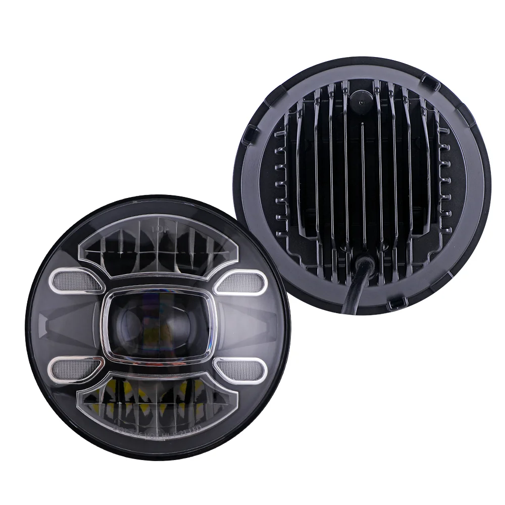 New Arrive Farol De Motocicleta De 7 Polegadas High Low Beam Drl Fanale Moto Osram Led Chips Faro Moto For Harley For Jeep