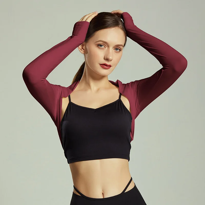 2022 Custom Logo Sports Wear Soft Elegant Waistcoat Dance Shawl Gym Crop Top Workout Wear Women Fitness Yoga Top