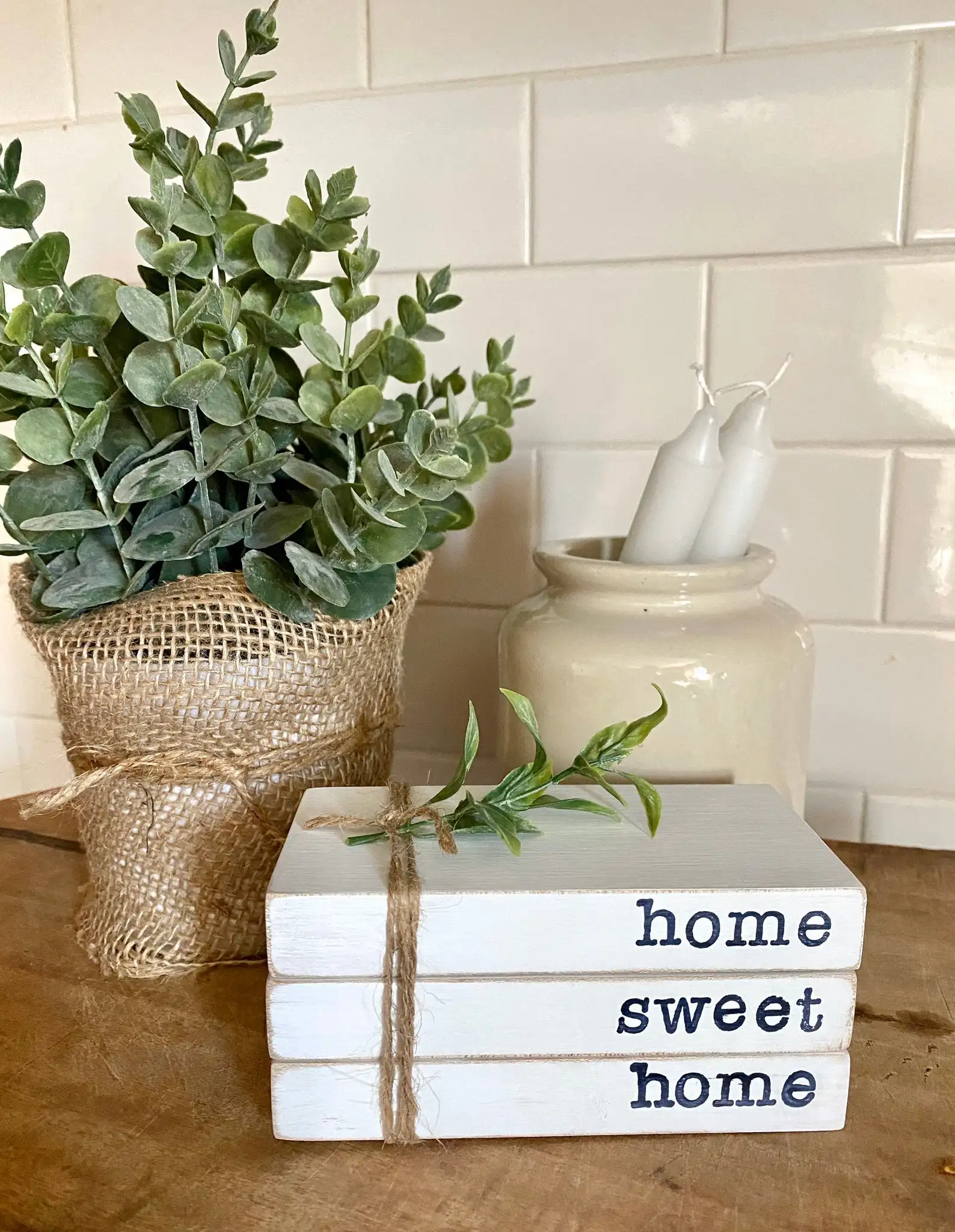 
Adorable Stamped Mini Books Home Sweet Home Wooden Faux Books Tiered Tray Decor with Names on Spine Books Decor 