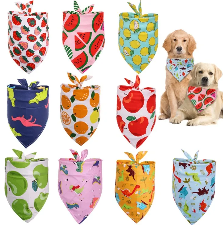 orange apple Pet Grooming Accessories Fruit Print Pet Dog Scarf Adjustable Size Dog Cat Bow Tie Personalized Dog Bandana