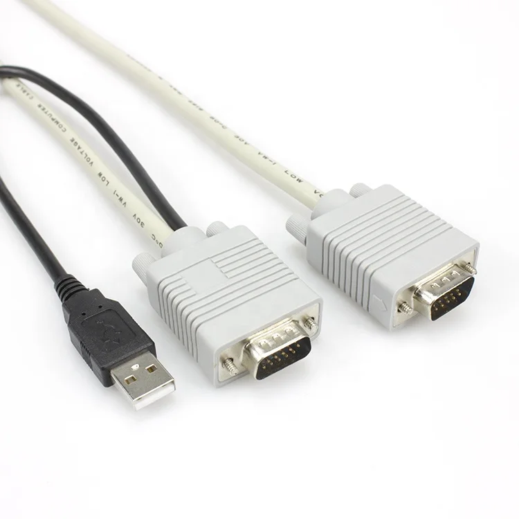 5M VGA male to male+USB KVM cable  For mt viki Switch 15 Pin VGA Cable Computer Monitor Adapter Converter Cord