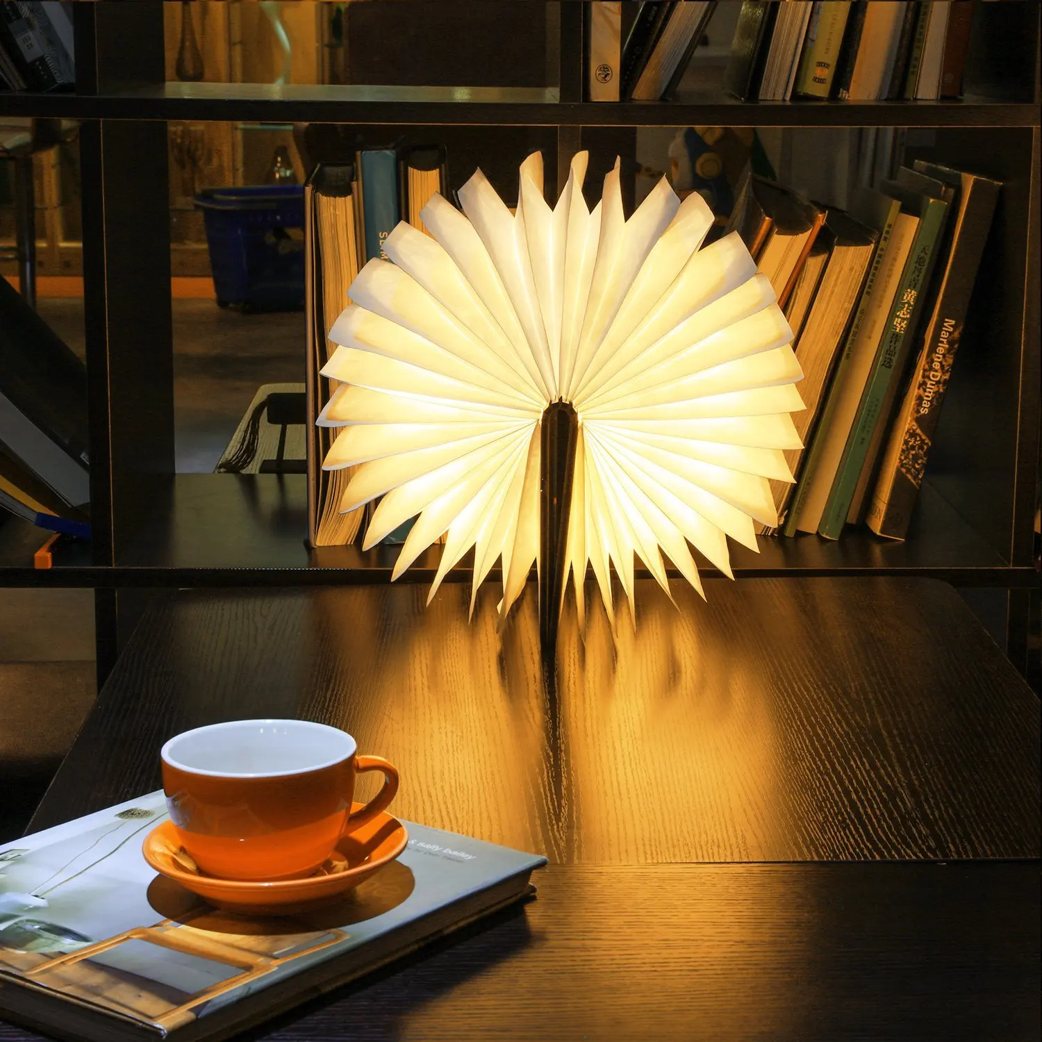 Stylish Modern LED Book Light USB Charging Foldable Magnetic Suction Lamp with White Wood Body Portable Home Reading Bedroom Use