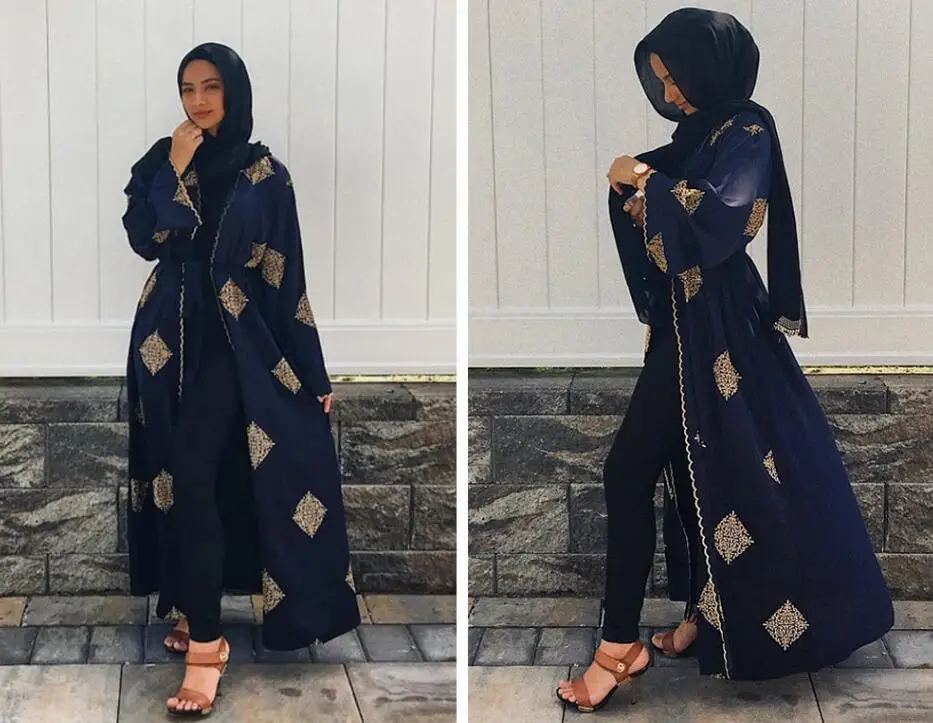 1799#Latest modest fashion advanced elegant embroidery design cardigan islamic clothing hijab kaftan women abaya
