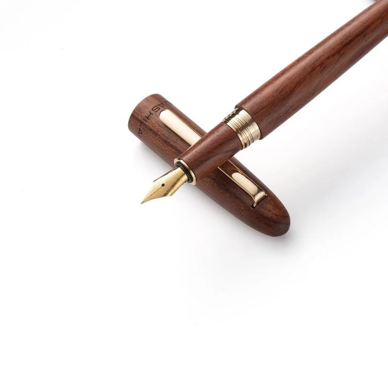 High Quality Collection-Grade Huashi Lai Solid Wood Calligraphy Ink Pen 24K Electroplated Metal Pen Tip Set Packaging
