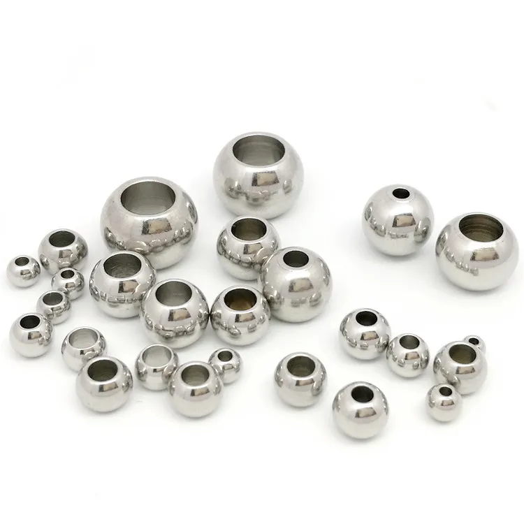2024 Metals Wholesale Custom Stainless Steel Metal Round Loose Spacer Beads For Jewelry Necklace Bracelet Making