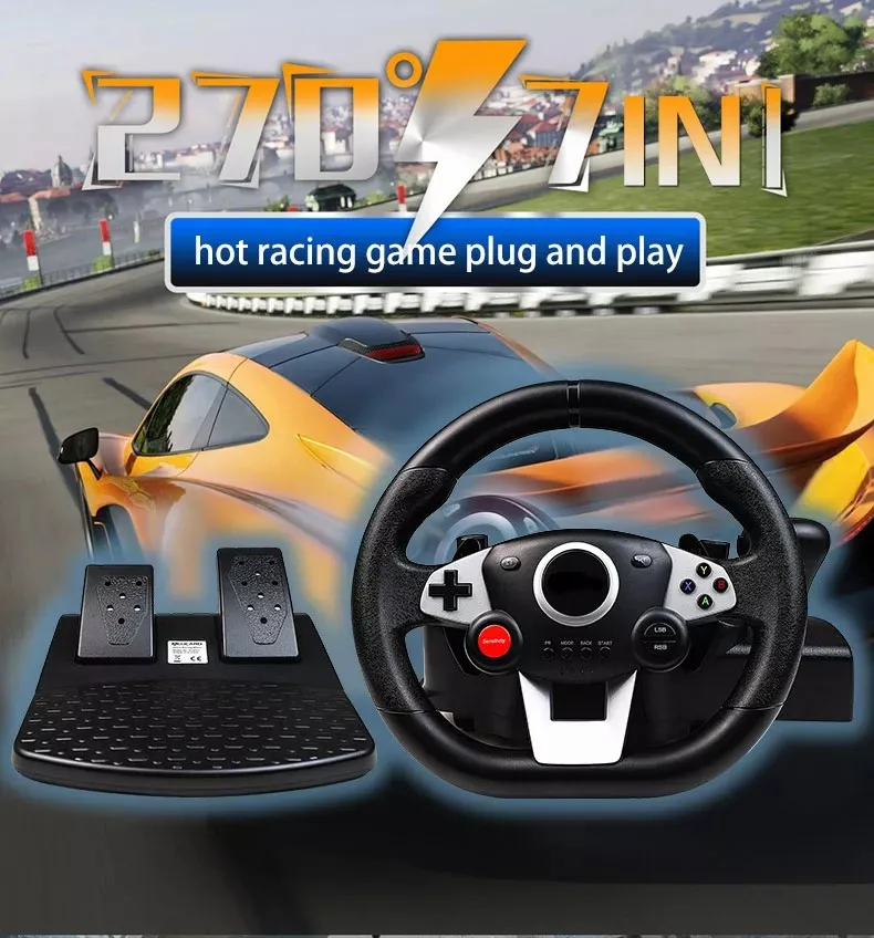 RW01 7in1Racing Game Steering Wheel For Ps3/4 Mobile Phone Xbox One With Pedals Clutch Shifter