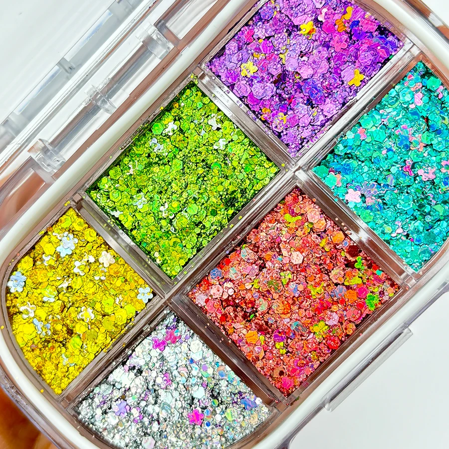 OEM Glitter Custom 6 colors Creamy Customize Eyeshadow Palette Private Label Logo Black Glitter Eyeshadow Palette Eye Shadow