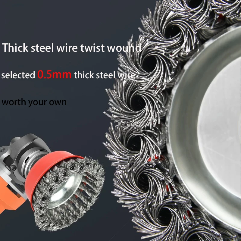100mm Factory Twisted Knot Bevel Brush Wire Wheel Cup Steel Wire Brush For Angle Grinder