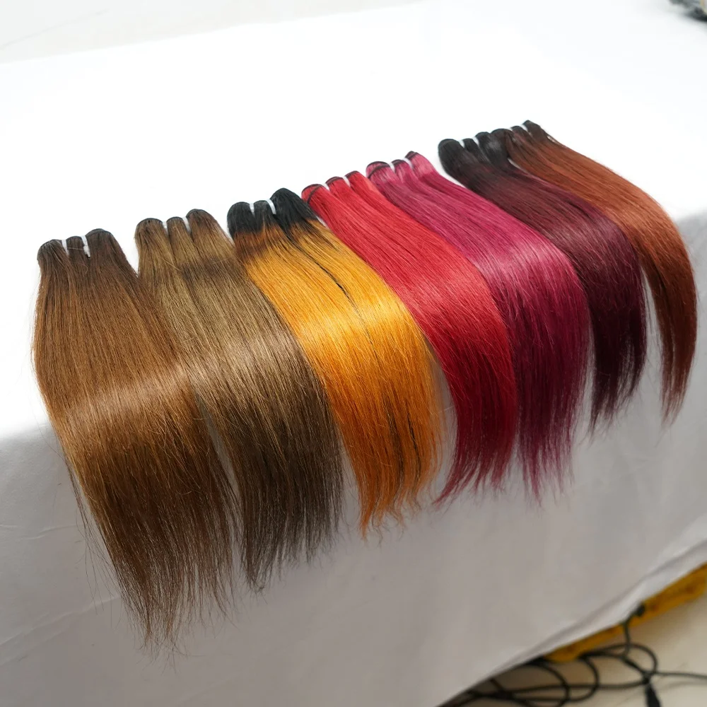 WXJlonghair Bone Straight Colored Bundles with Lace Closure Brazilian Hair Bundles Set Green Pink Orange Wholesale Human Hair