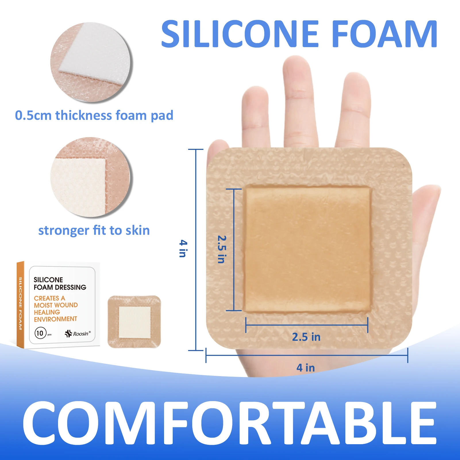 OEM Medical Silicone Absorbent Foam Dressing Waterproof Adhesive Wound Dressing