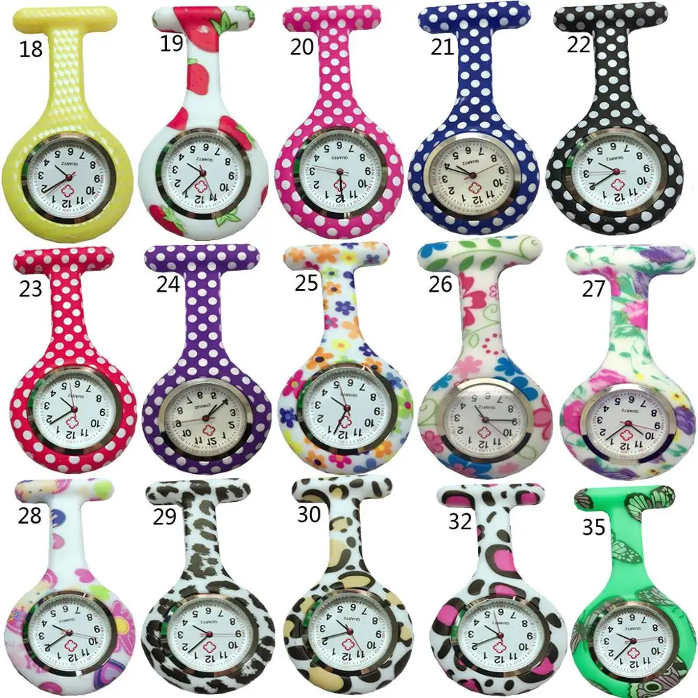 Women Ladies Nurse Watch Cute Cartoon Clip-on Lapel Hanging Pendant Doctor Clinic Staff Tunic Stethoscope Badge Quartz Fob Watch