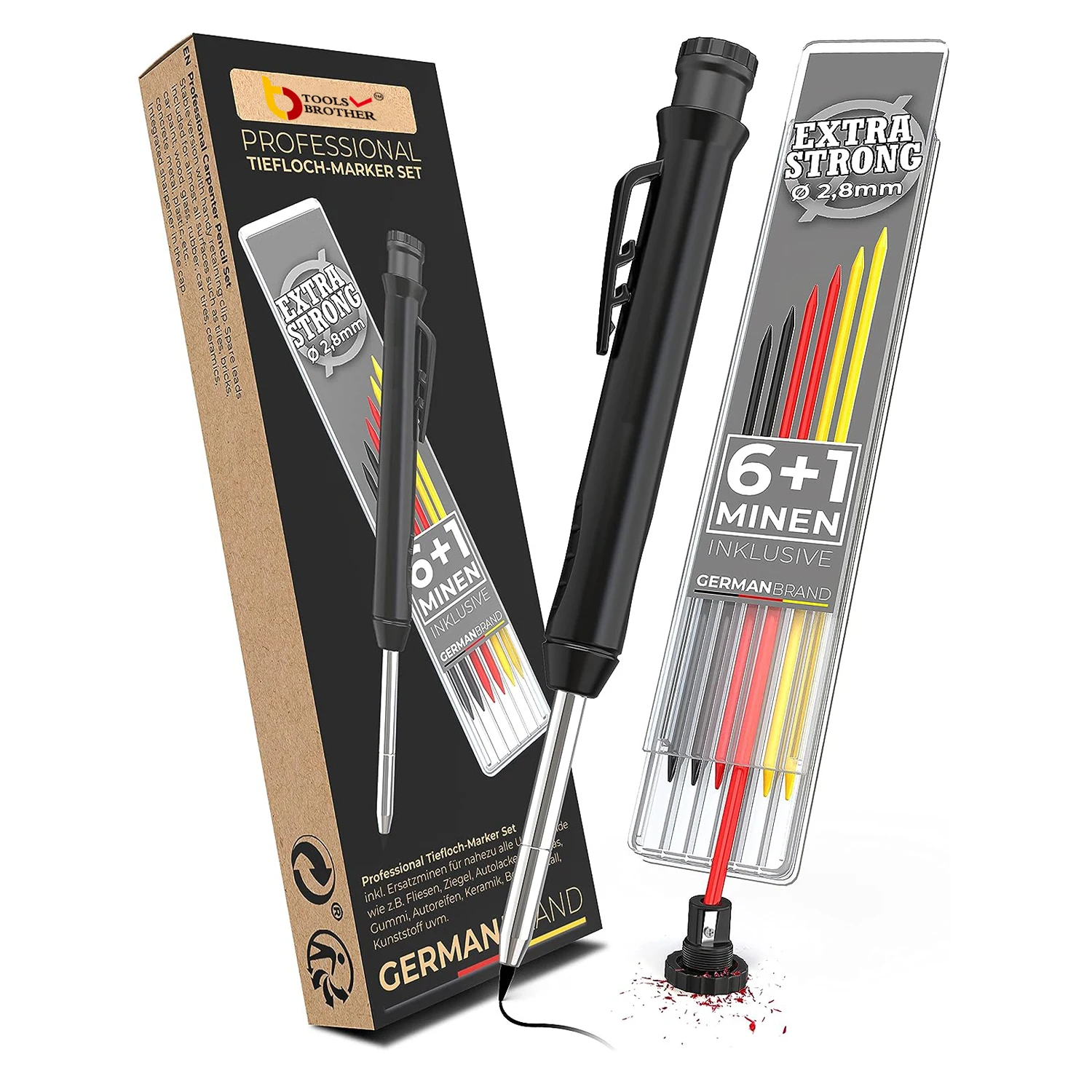 7 Leads Drill Hole Marker Pen Craftsman Pencil Set for Construction Site Angle Speed Marker Marking