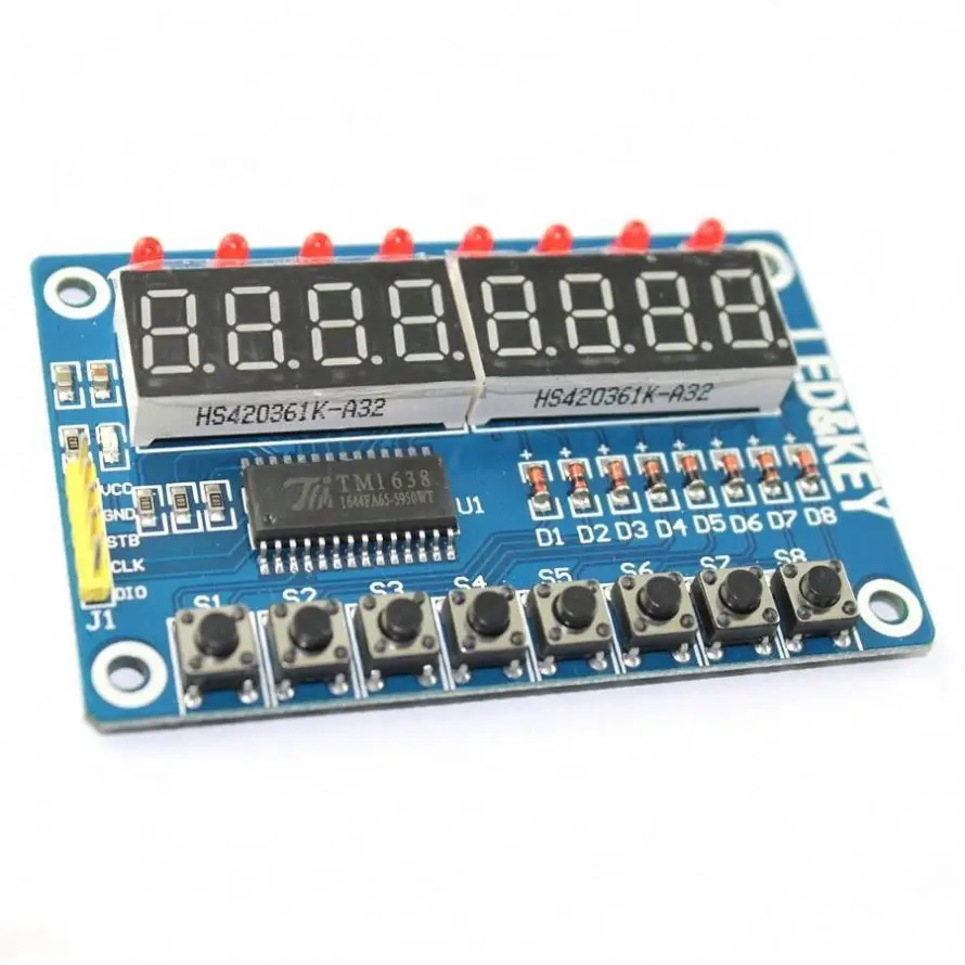 JC TM1638 LED Display 7 Segment 8 Bit Digital Tube Display Board TM1638 16 Keys 8Bit Keyboard LED Display Module