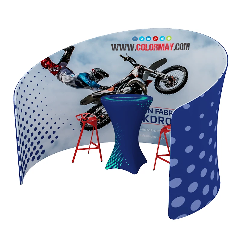 Trade Show Booth Portable Advertising Tension Fabric Semi-Circle Display Stand