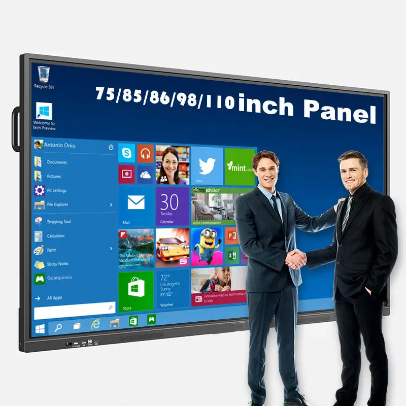 Самая популярная смарт-Aio Pc 75 дюймов Smart 4k Ultra Hd 86 интерактивная панель 20 точек двойная система Цифровая Интерактивная доска
